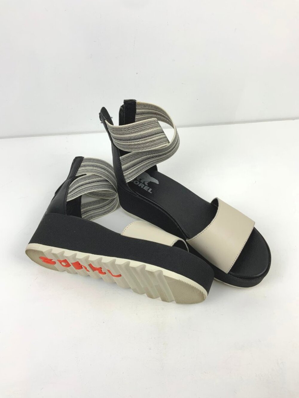 SOREL Dayspring Ankle Strap Platform Sandals Cream/Black Sz 8.5 - Picture 11 of 16